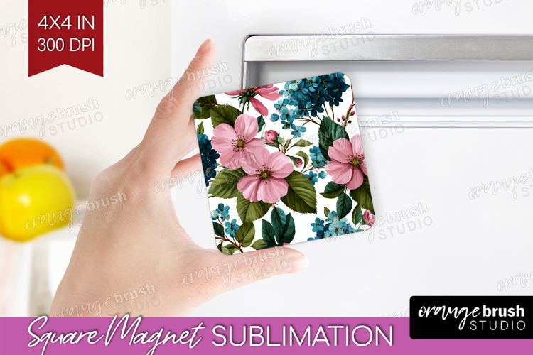 3D Flowers Magnet Sublimation - Summer Square Magnet PNG
