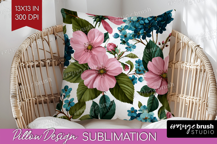 3D Flowers Pillow Sublimation - Summer Pillow Cover PNG
