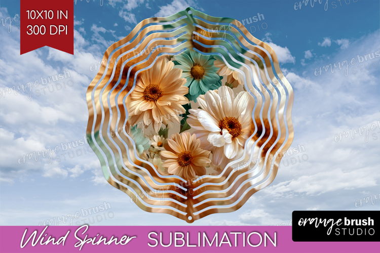 3D Flowers Wind Spinner Sublimation PNG - Summer Round