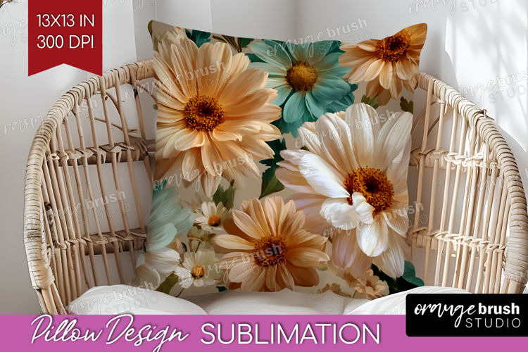 3D Flowers Pillow Sublimation - Summer Pillow Cover PNG