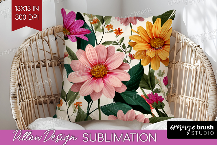 3D Flowers Pillow Sublimation - Summer Pillow Cover PNG