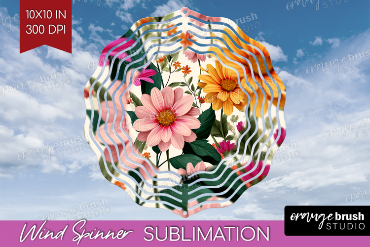 3D Flowers Wind Spinner Sublimation PNG - Summer Round