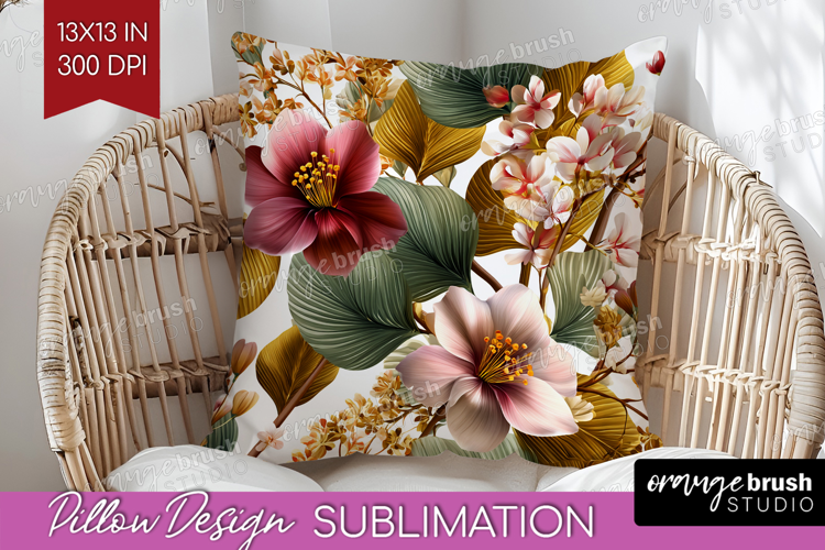 3D Flowers Pillow Sublimation - Summer Pillow Cover PNG