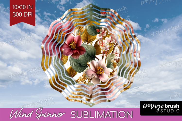 3D Flowers Wind Spinner Sublimation PNG - Summer Round