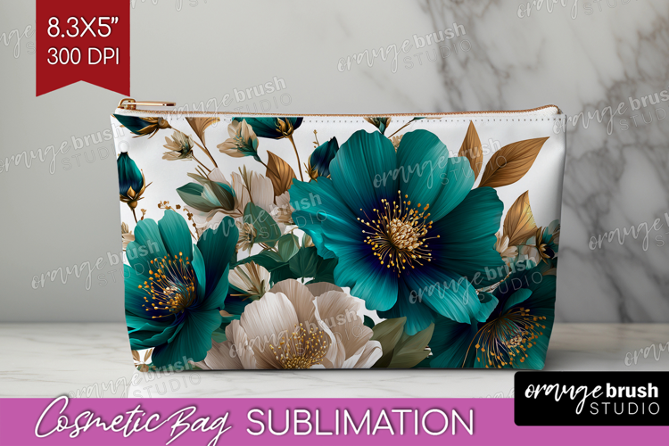 3D Flowers Cosmetic Bag - Summer Makeup Bag PNG Sublimation