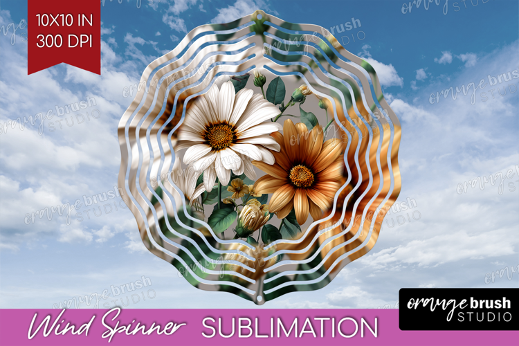 3D Flowers Wind Spinner Sublimation PNG - Summer Round