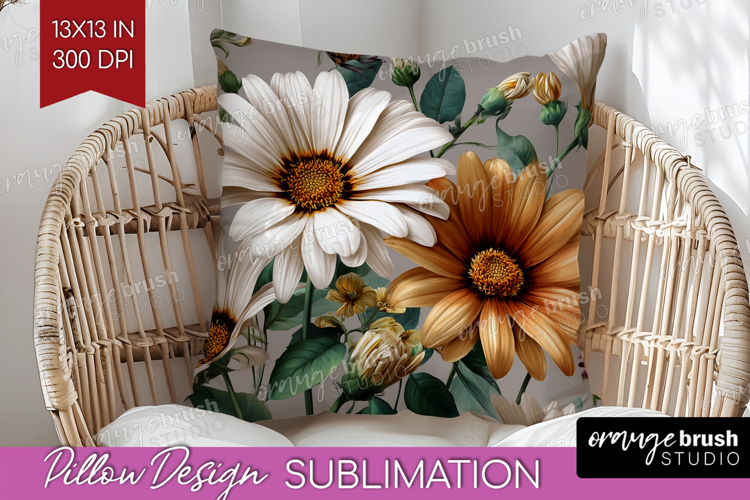 3D Flowers Pillow Sublimation - Summer Pillow Cover PNG