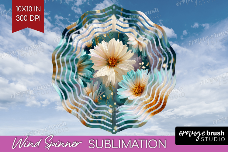 3D Flowers Wind Spinner Sublimation PNG - Summer Round