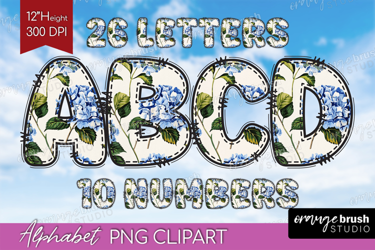 Summer Flowers Doodle Aphabet Clipart - Floral Letters PNG
