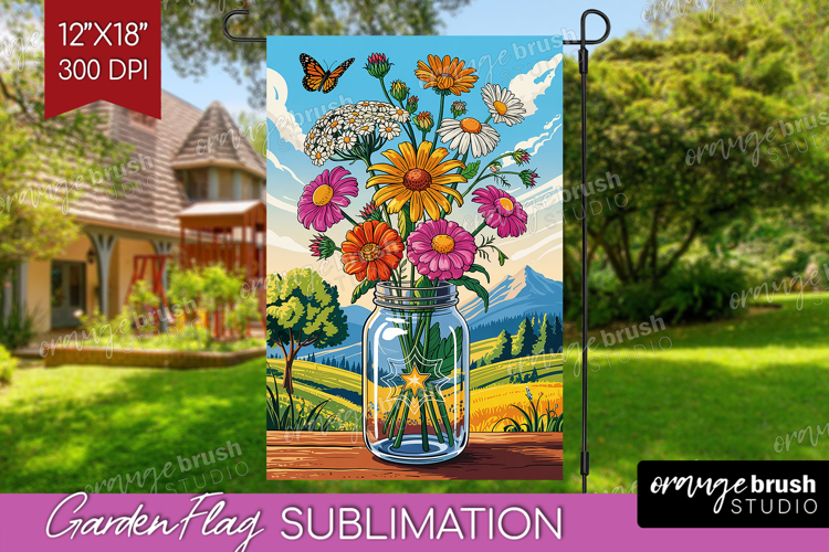 Summer Garden Flag Sublimation - Sping Welcome Sign PNG