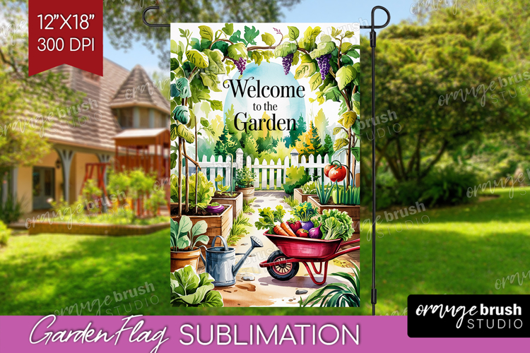 Summer Garden Flag Sublimation - Sping Welcome Sign PNG