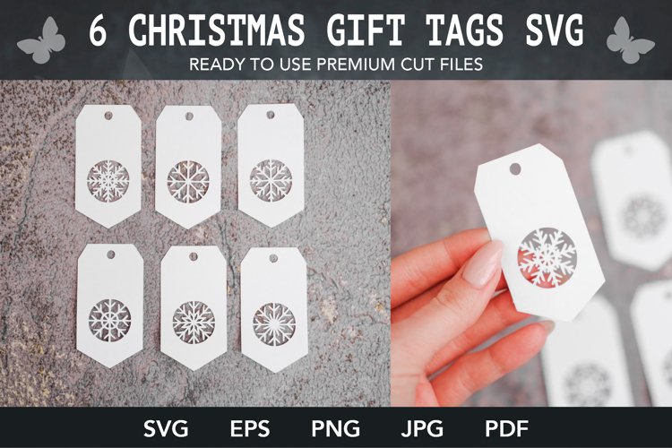 6 Christmas Tags SVG files, tags for presents, New Year example image 1