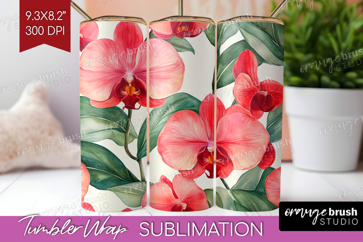 Tropical Flowers Tumbler Wrap - Floral Tumbler PNG