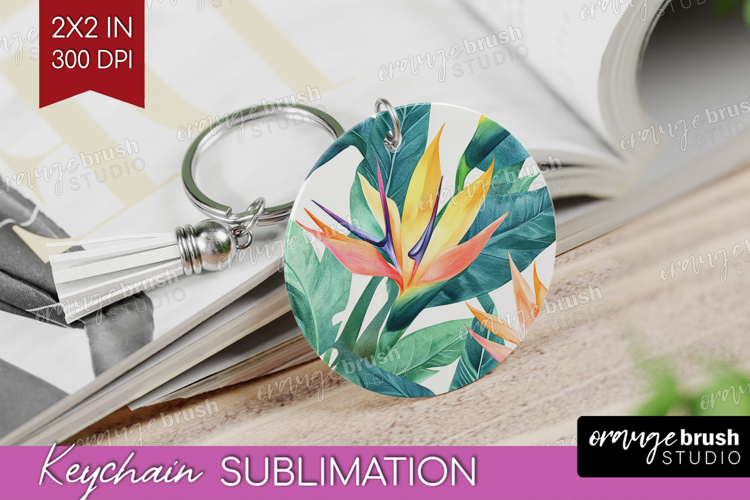 Tropical Flowers Keychain PNG - Floral Keychain Sublimation