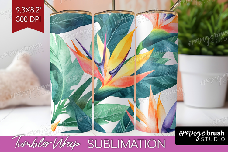Tropical Flowers Tumbler Wrap - Floral Tumbler PNG