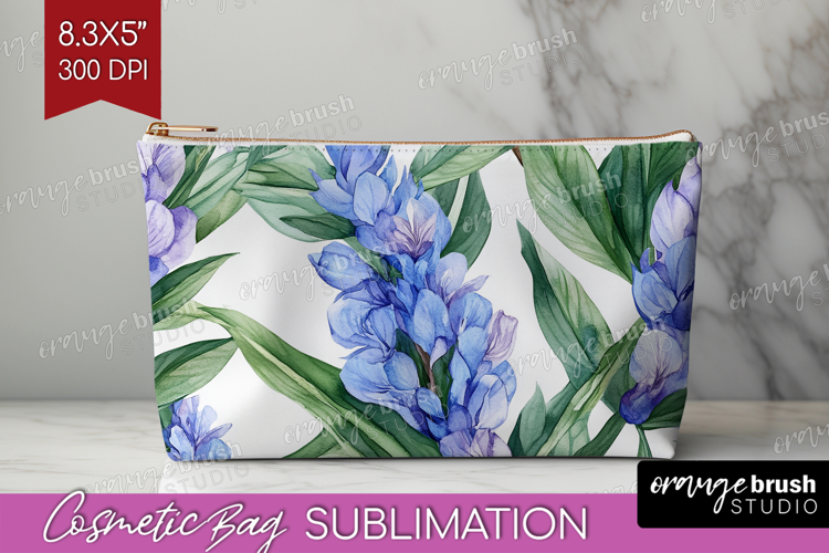 Tropical Flowers Cosmetic Bag - Floral Makeup Bag PNG