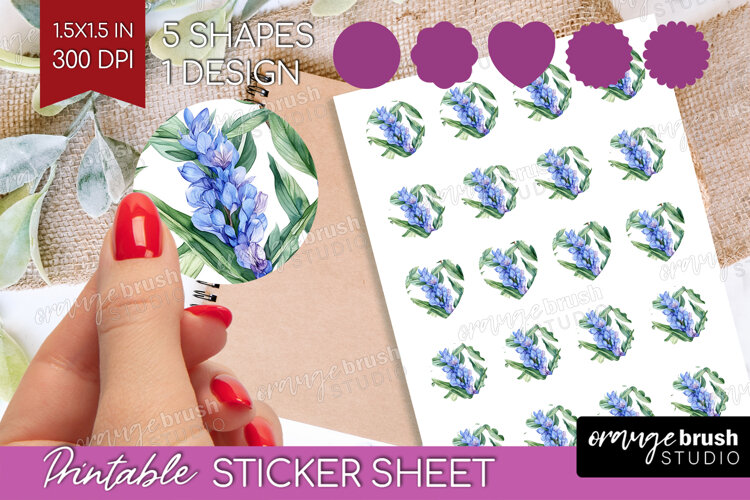 Tropical Flowers Round Sticker - Floral Printable Sticker example image 1