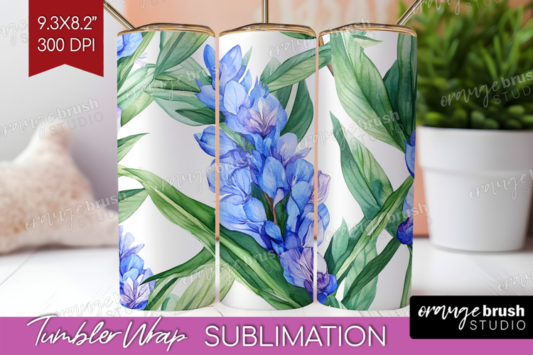 Tropical Flowers Tumbler Wrap - Floral Tumbler PNG