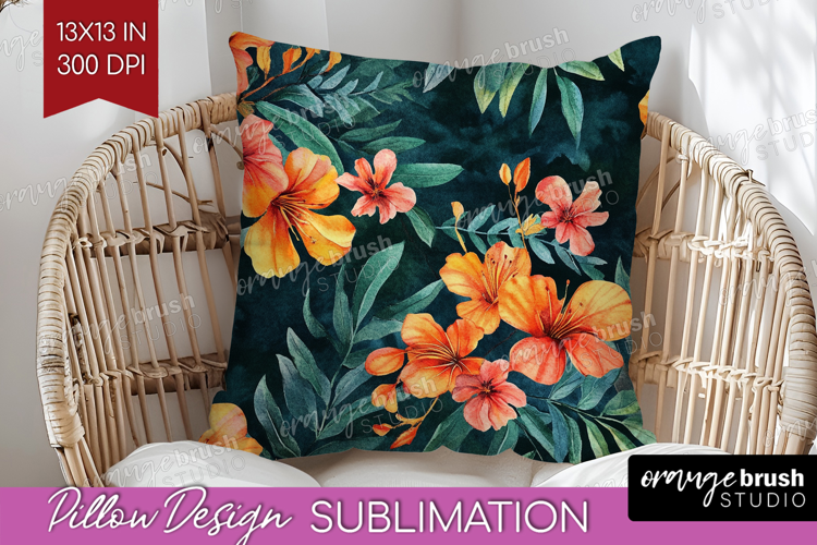 Tropical Flowers Pillow Sublimation - Floral Pillow Cover