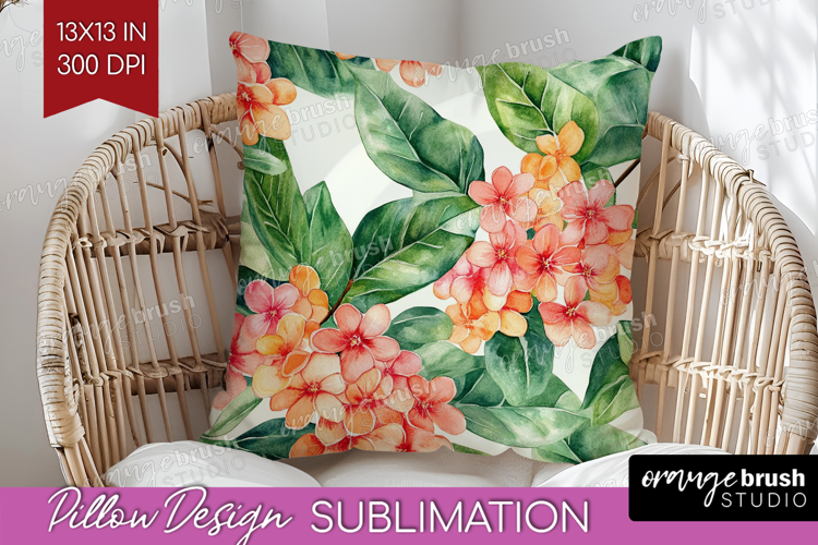 Tropical Flowers Pillow Sublimation - Floral Pillow Cover