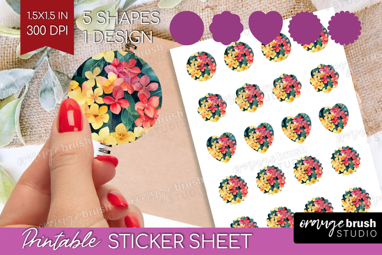 Tropical Flowers Round Sticker - Floral Printable Sticker