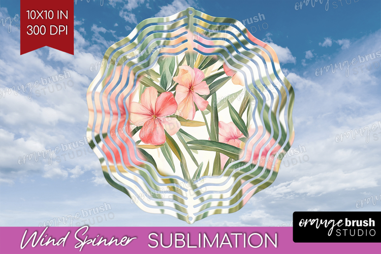 Tropical Flowers Wind Spinner Sublimation PNG - Floral Round