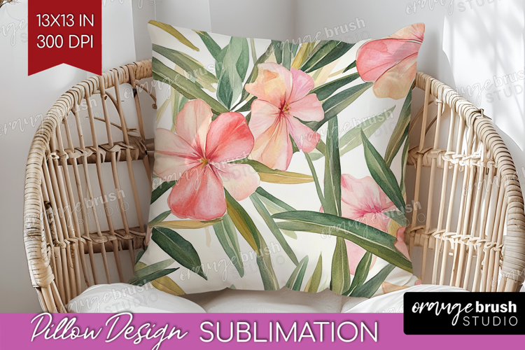 Tropical Flowers Pillow Sublimation - Floral Pillow Cover