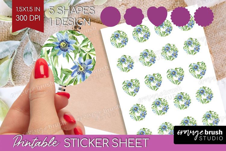 Tropical Flowers Round Sticker - Floral Printable Sticker