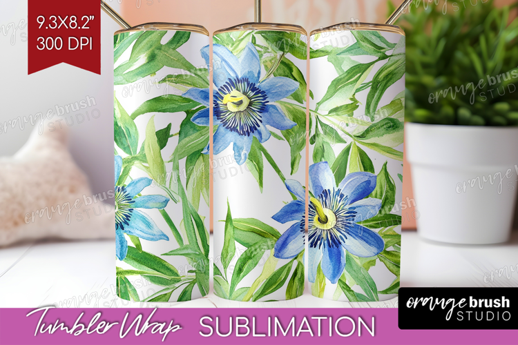 Tropical Flowers Tumbler Wrap - Floral Tumbler PNG