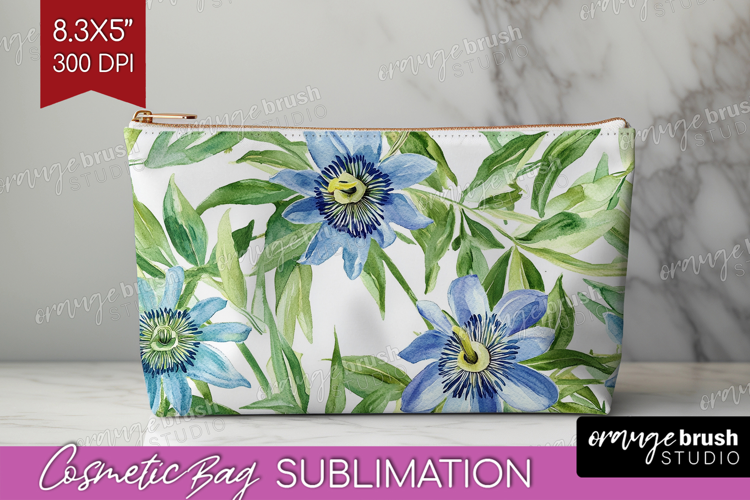 Tropical Flowers Cosmetic Bag - Floral Makeup Bag PNG