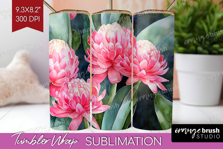 Tropical Flowers Tumbler Wrap - Floral Tumbler PNG