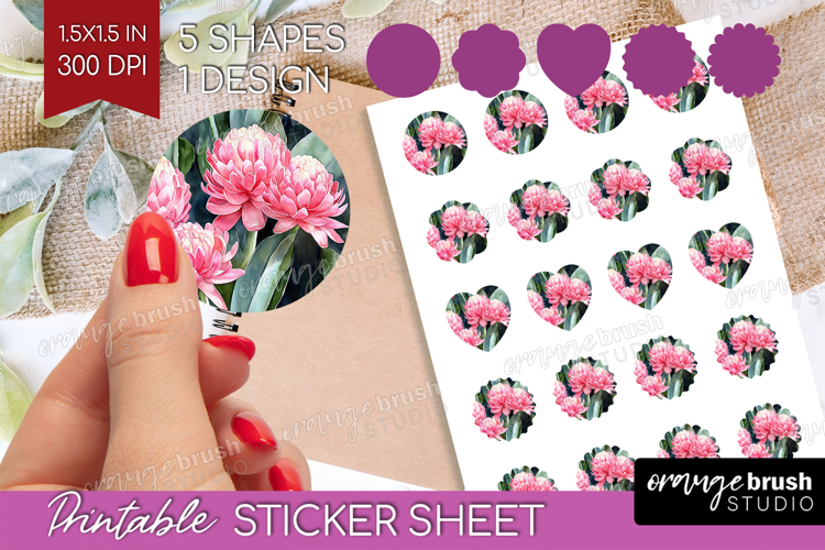 Tropical Flowers Round Sticker - Floral Printable Sticker