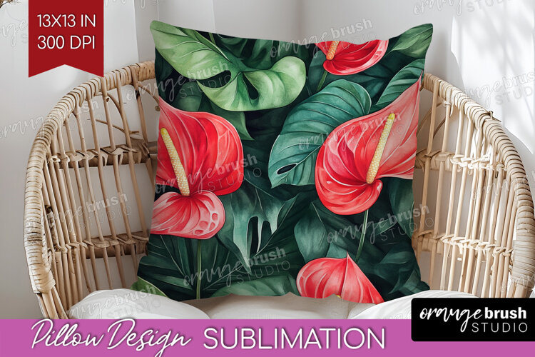 Tropical Flowers Pillow Sublimation - Floral Pillow Cover example image 1