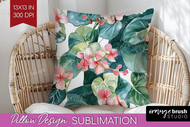 Tropical Flowers Pillow Sublimation - Floral Pillow Cover