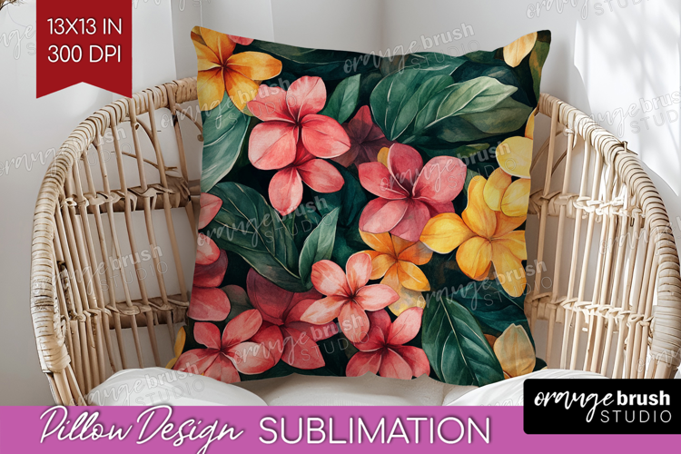 Tropical Flowers Pillow Sublimation - Floral Pillow Cover