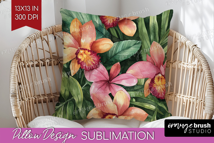 Tropical Flowers Pillow Sublimation - Floral Pillow Cover