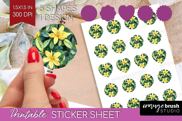 Tropical Flowers Round Sticker - Floral Printable Sticker