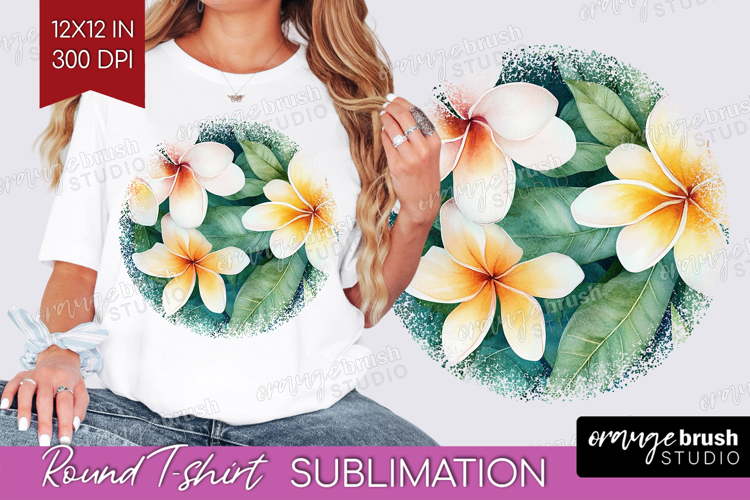 Tropical Flowers Round Tshirt Background - Floral PNG