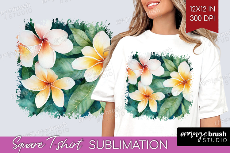 Tropical Flowers Square Tshirt Background - Floral PNG