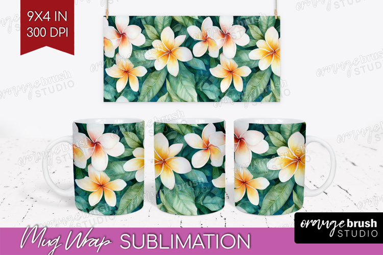 Tropical Flowers Mug Wrap - Floral Mug PNG Sublimation