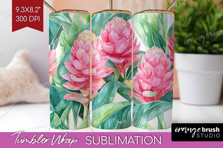 Tropical Flowers Tumbler Wrap - Floral Tumbler PNG