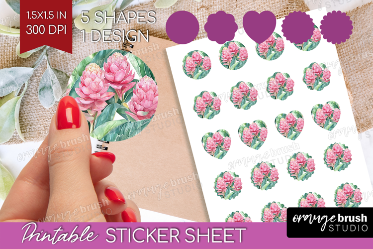 Tropical Flowers Round Sticker - Floral Printable Sticker