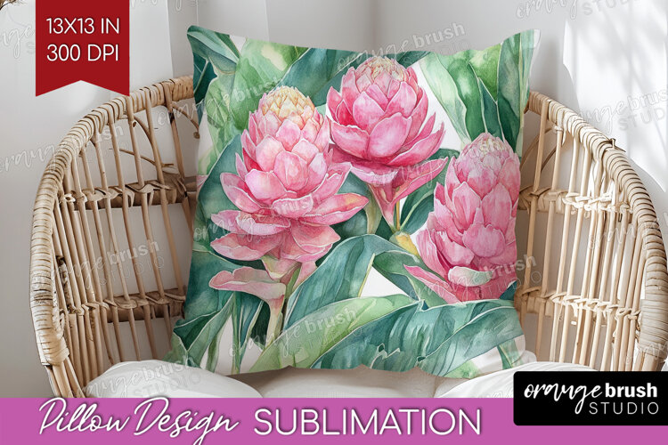Tropical Flowers Pillow Sublimation - Floral Pillow Cover example image 1