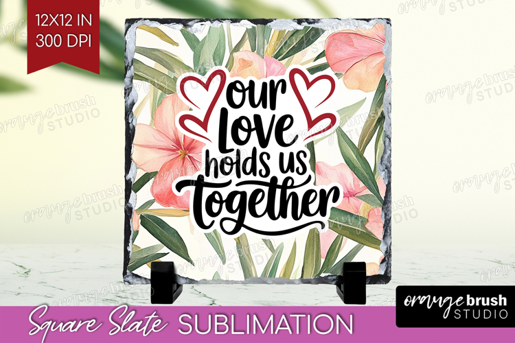 Family Quote Slate PNG - Summer Flowers Square Slate