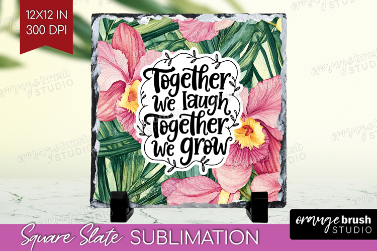 Family Quote Slate PNG - Summer Flowers Square Slate
