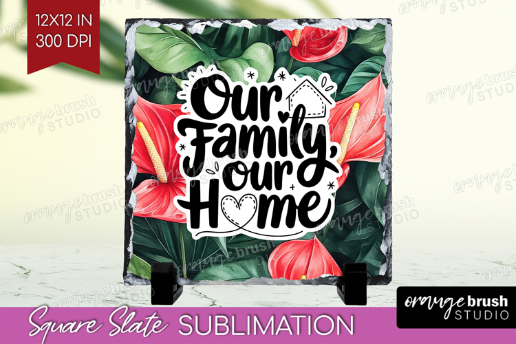 Family Quote Slate PNG - Summer Flowers Square Slate