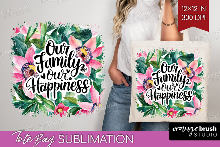 Family Quote Tote Bag - Summer Flowers Tote Bag PNG