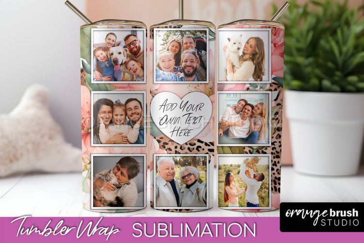 Photo Tumbler Wrap, Floral Picture Frame Tumbler Sublimation