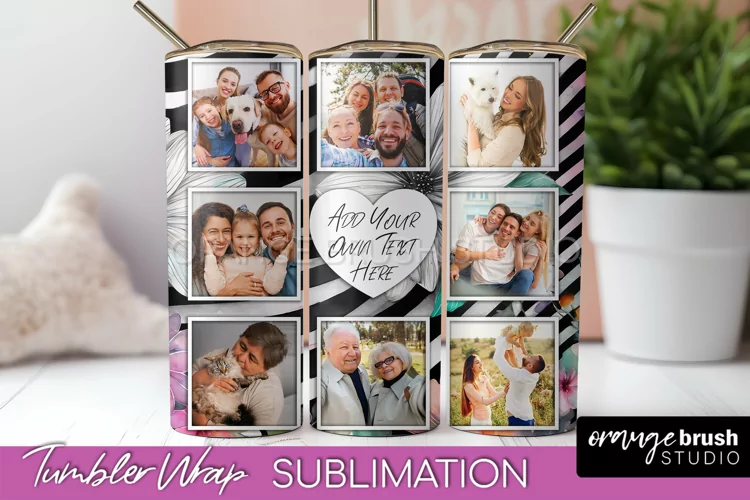 Photo Tumbler Wrap, Floral Picture Frame Tumbler Sublimation