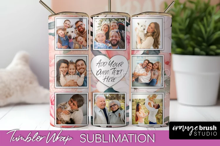 Photo Tumbler Wrap, Floral Picture Frame Tumbler Sublimation